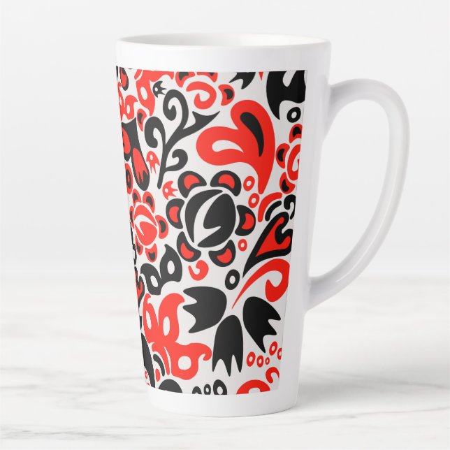 Caneca De Café Latte Espetáculo floral de arte popular ucraniana (Direita)
