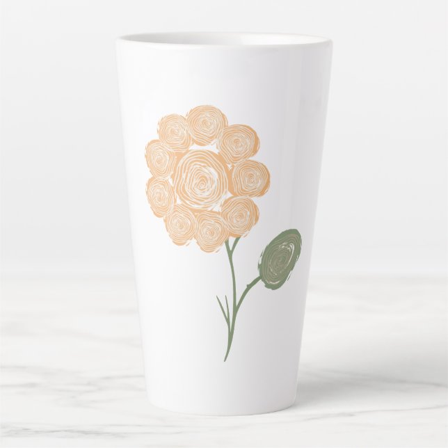 Caneca De Café Latte Espirais de Energia em Flor (Frente)