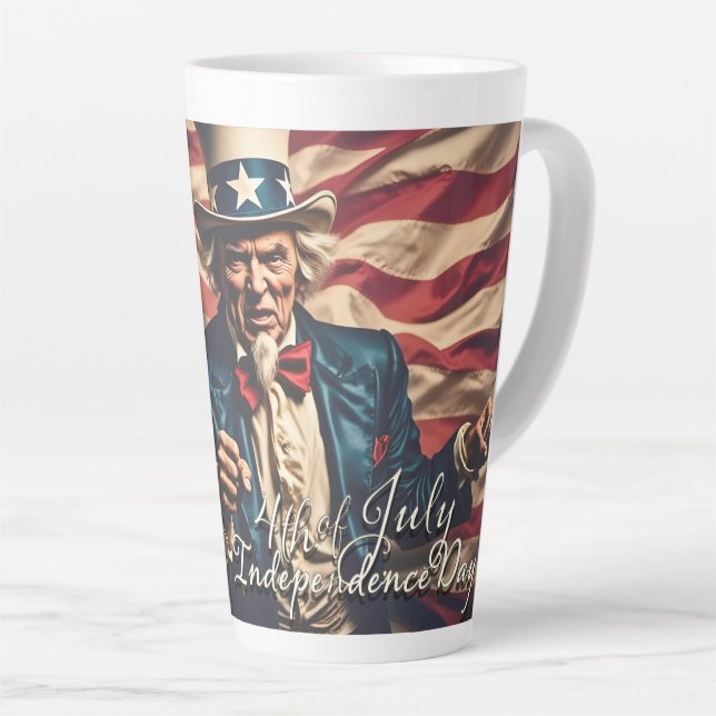 Caneca De Café Latte Espírito de Liberdade em Vermelho, Branco e Azul (Ângulo direito)