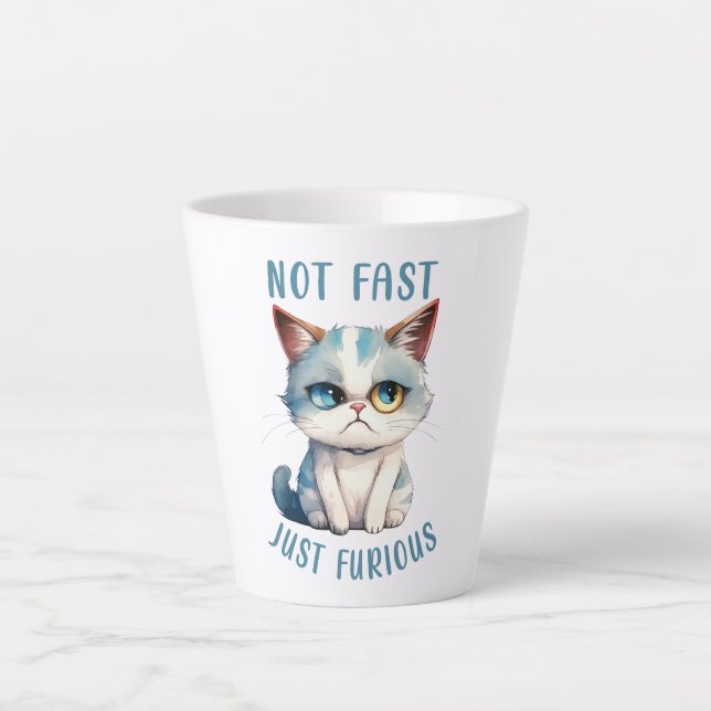 Caneca De Café Latte Espírito Felino da Fiery - Design de Gato Irritado (Frente)