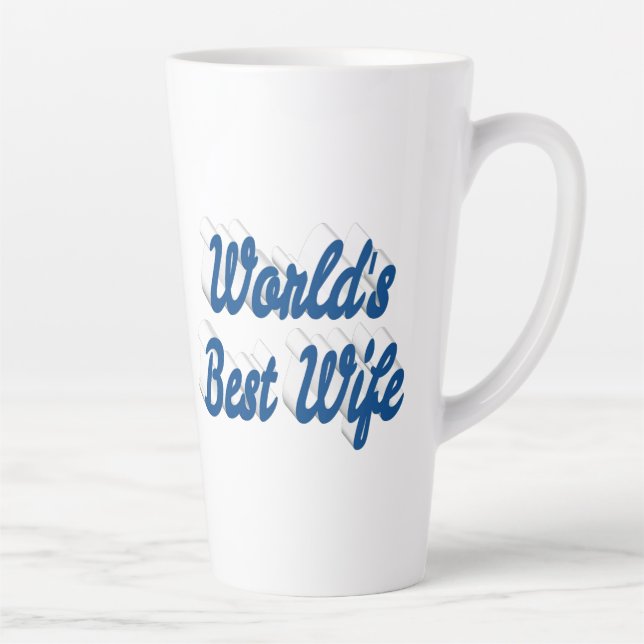 Caneca De Café Latte Esposa com texto azul (Direita)