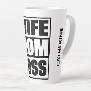 Caneca De Café Latte Esposa de Nome Personalizado - Mãe - Chefe