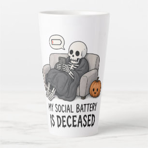 Caneca De Café Latte Esqueleto Bateria Social Falecida Piada de Hallowe