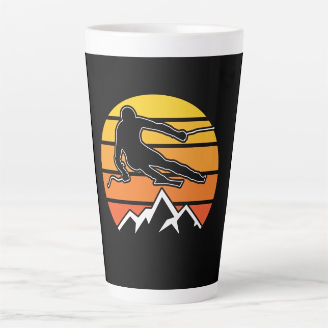 Caneca De Café Latte Esqui retroativo (Frente)