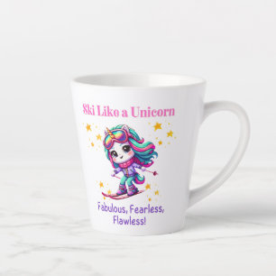 Caneca De Café Latte Esquiador de Unicorn montanhas de magia esportiva 