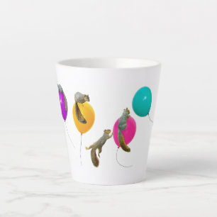 Caneca De Café Latte Esquilos com Taça Latte de Balões