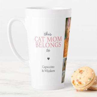 Caneca De Café Latte Esta Mãe Gato Pertence À Colagem Personalizada De