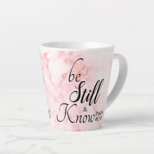 Caneca De Café Latte Esteja quieto e conheça Bíblia Verso 46:10 Márm