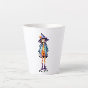 Caneca De Café Latte Estética do Dia das Bruxas do Pastel Cute