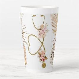 Caneca De Café Latte Estetoscópio Gilded - Presente Médico Elegante