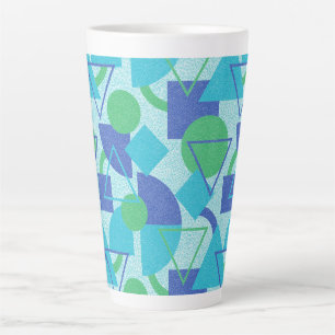 Caneca De Café Latte Estilo Bauhaus Verde e Azul