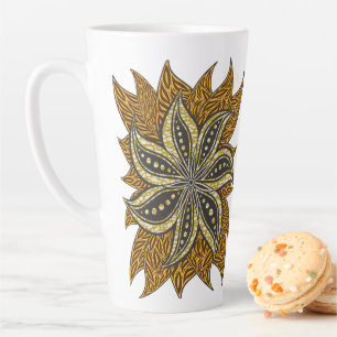 Caneca De Café Latte Estilo de Batik Floral Abstrato africano