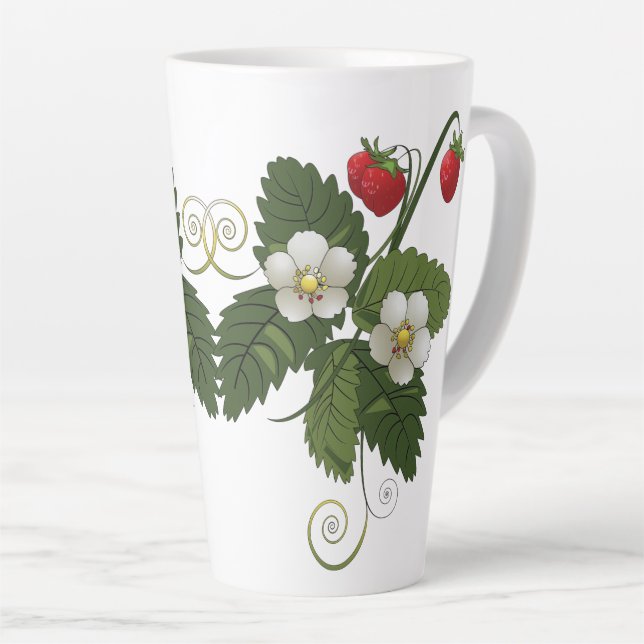 Caneca De Café Latte Estilo de Verão Strawberry (Ângulo direito)