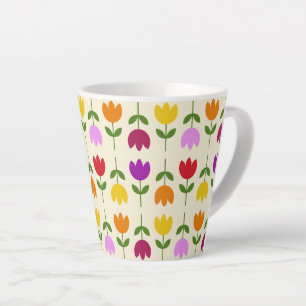 Caneca De Café Latte Estilo escandinavo Colorido no Padrão de Flor Crm