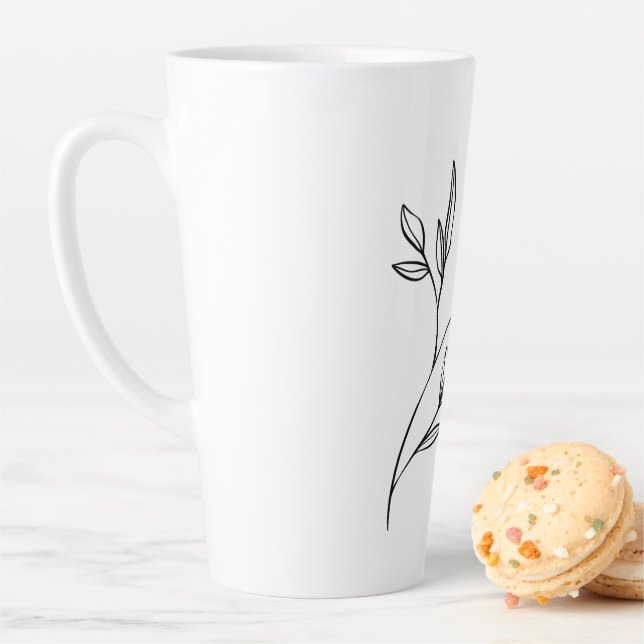 Caneca De Café Latte Estilo Simples Preto e Branco Elegante (In Situ)