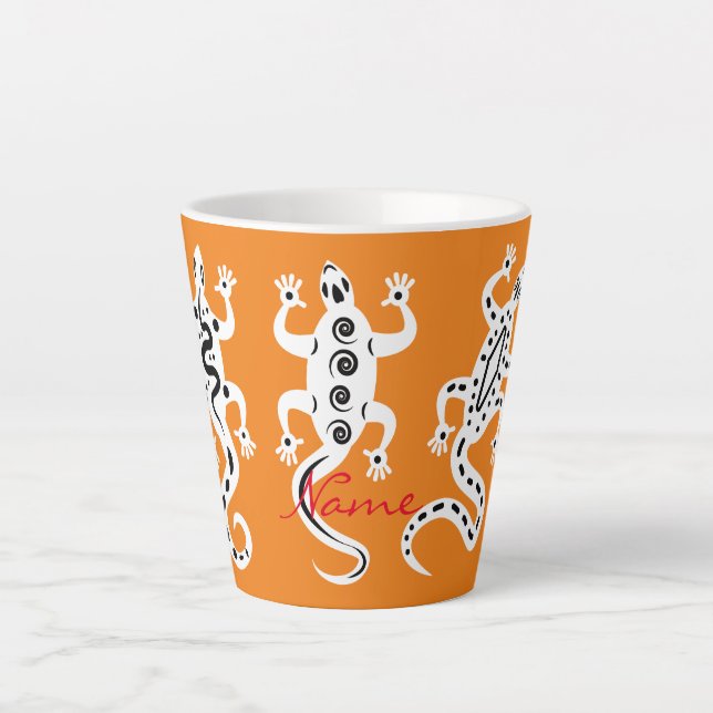 Caneca De Café Latte Estilo Thunder_Cove do Sudoeste de Três Lagartos B (Frente)