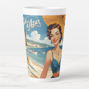 Caneca De Café Latte Estilo Vintage Cote D'Azur Beach Girl