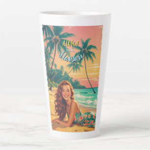 Caneca De Café Latte Estilo Vintage Havaiano Viagem Aloha do Havaí