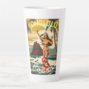 Caneca De Café Latte Estilo Vintage Viagem Honolulu Médio Havaiano - Pa