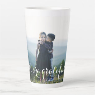 Caneca De Café Latte Estou Grata Feliz Foto De Ação De Graças