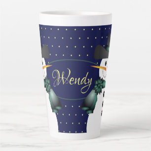 Caneca De Café Latte Estrela Azul Escura E Amarela Padrão