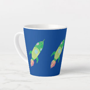 Caneca De Café Latte Estrela de foguete verde-infantil