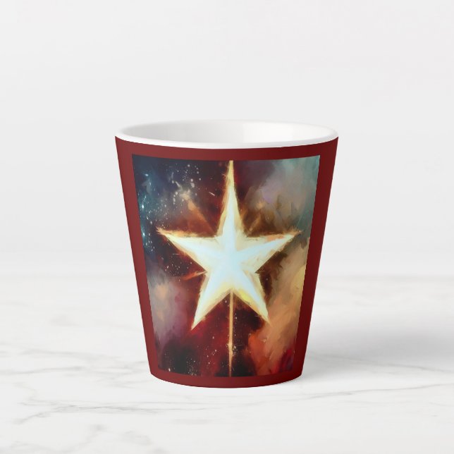 Caneca De Café Latte Estrela de Natal 1 (Frente)