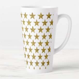 Caneca De Café Latte Estrelas brilhantes douradas