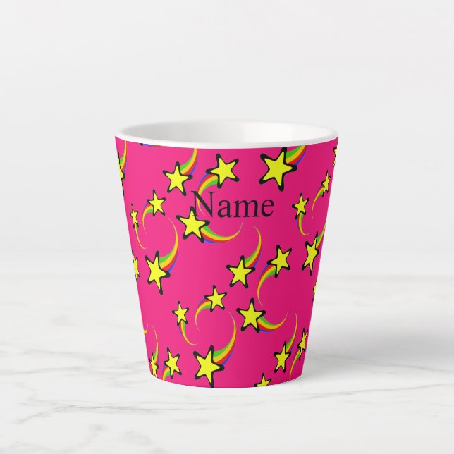 Caneca De Café Latte Estrelas do Arco-Íris a disparar Thunder_Cove (Frente)