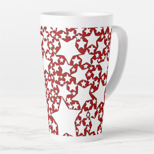 Caneca De Café Latte Estrelas, Estrelas, Estrelas em Vermelho e Branco