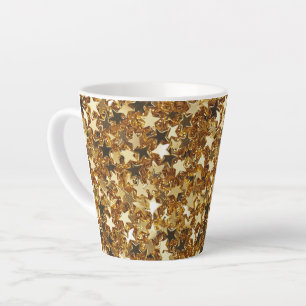 Caneca De Café Latte Estrelas Glitzy Glitzy Sparkle Douradas