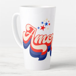 Caneca De Café Latte Estrelas Retro da América