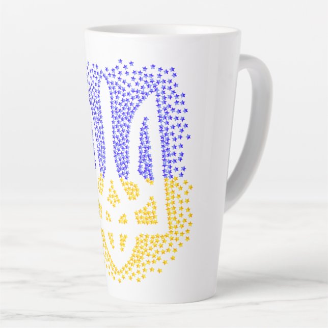 Caneca De Café Latte Estrelas ucranianas de dispersão de trizub (Ângulo direito)