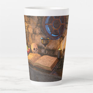Caneca De Café Latte Estudo de um Feiticeiro de Fantasia Medieval