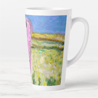 Caneca De Café Latte Etiqueta Rosa