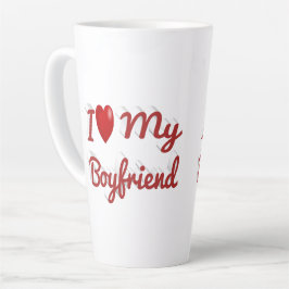 Caneca De Café Latte Eu adoro o meu texto vermelho Namorado