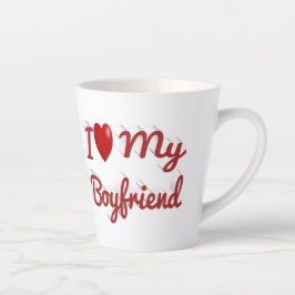 Caneca De Café Latte Eu adoro o meu texto vermelho Namorado