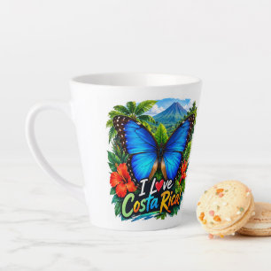 Caneca De Café Latte Eu Amo a Borboleta Azul Morpho da Costa Rica