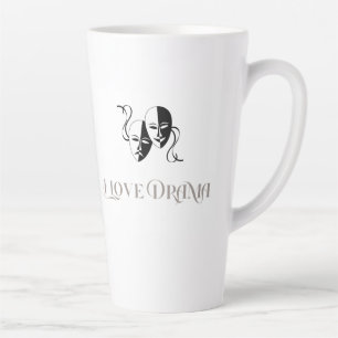 Caneca De Café Latte Eu Amo Drama, Máscaras de Teatro Artes Cênicas