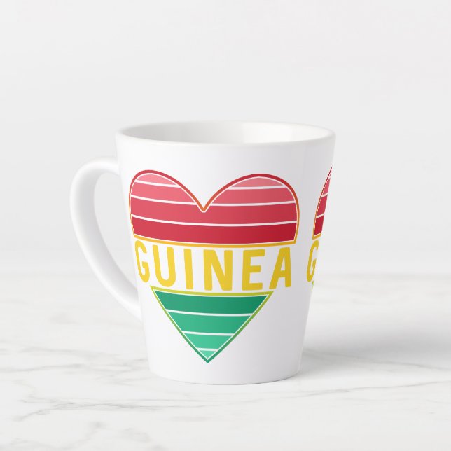 Caneca De Café Latte Eu Amo Guiné, Coração Guineense (Ângulo esquerdo)