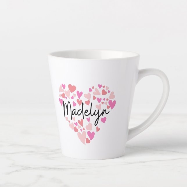 Caneca De Café Latte Eu amo Madelyn (Direita)