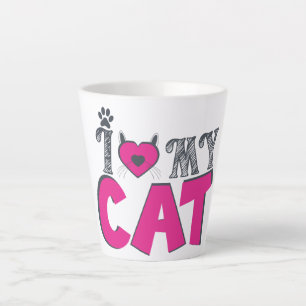 Caneca De Café Latte Eu Amo Meu Gato – Design Adorável para Amantes de