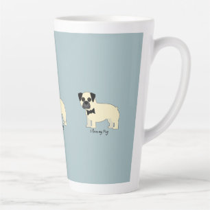 Caneca De Café Latte Eu amo meu Pug