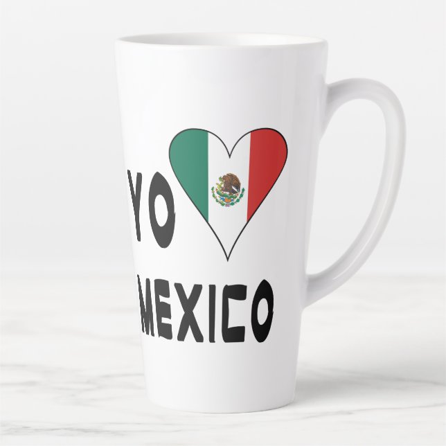 Caneca De Café Latte Eu Amo México Grande (Direita)