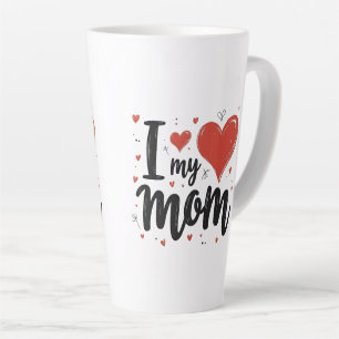 Caneca De Café Latte Eu Amo Minha Mãe Querido Coração Crianças 