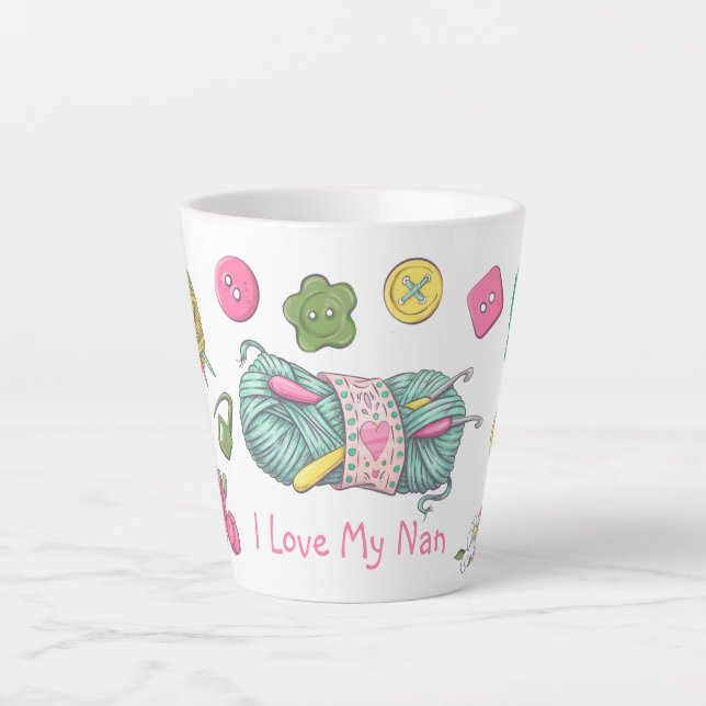 Caneca De Café Latte Eu Amo Minha Nan Crochet Wee Latte Mug (Frente)