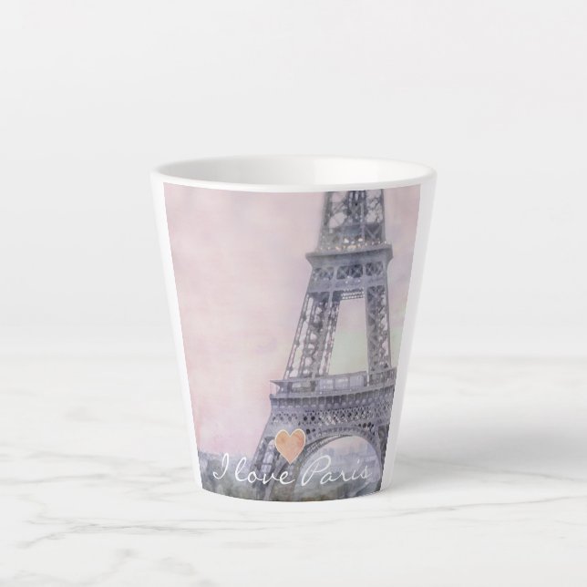 Caneca De Café Latte Eu Amo Paris Eiffel Tower Latte Mug (Frente)