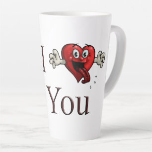 Caneca De Café Latte Eu Amo Você coração bobo