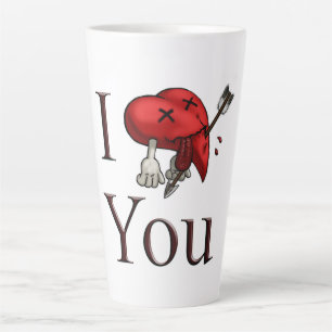 Caneca De Café Latte Eu amo você coração mortalmente ferido com flecha