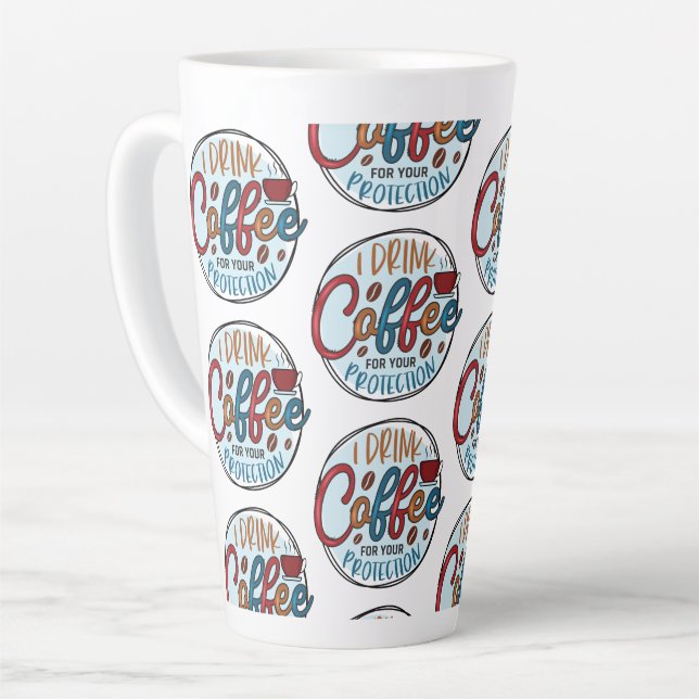 Caneca De Café Latte Eu Bebo Café Para Proteção (Ângulo esquerdo)